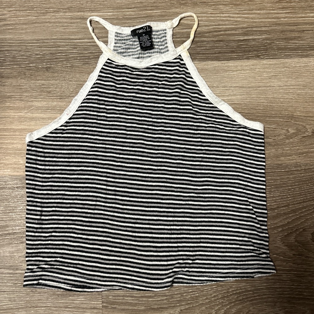 Rue21 Striped Black and White Tank Top